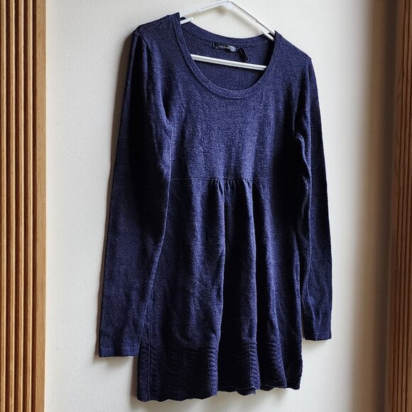 Daisy Fuentes Long Sleeve Navy Blue Scoop Neck Baby Doll Sweater Size Large - Picture 4 of 16